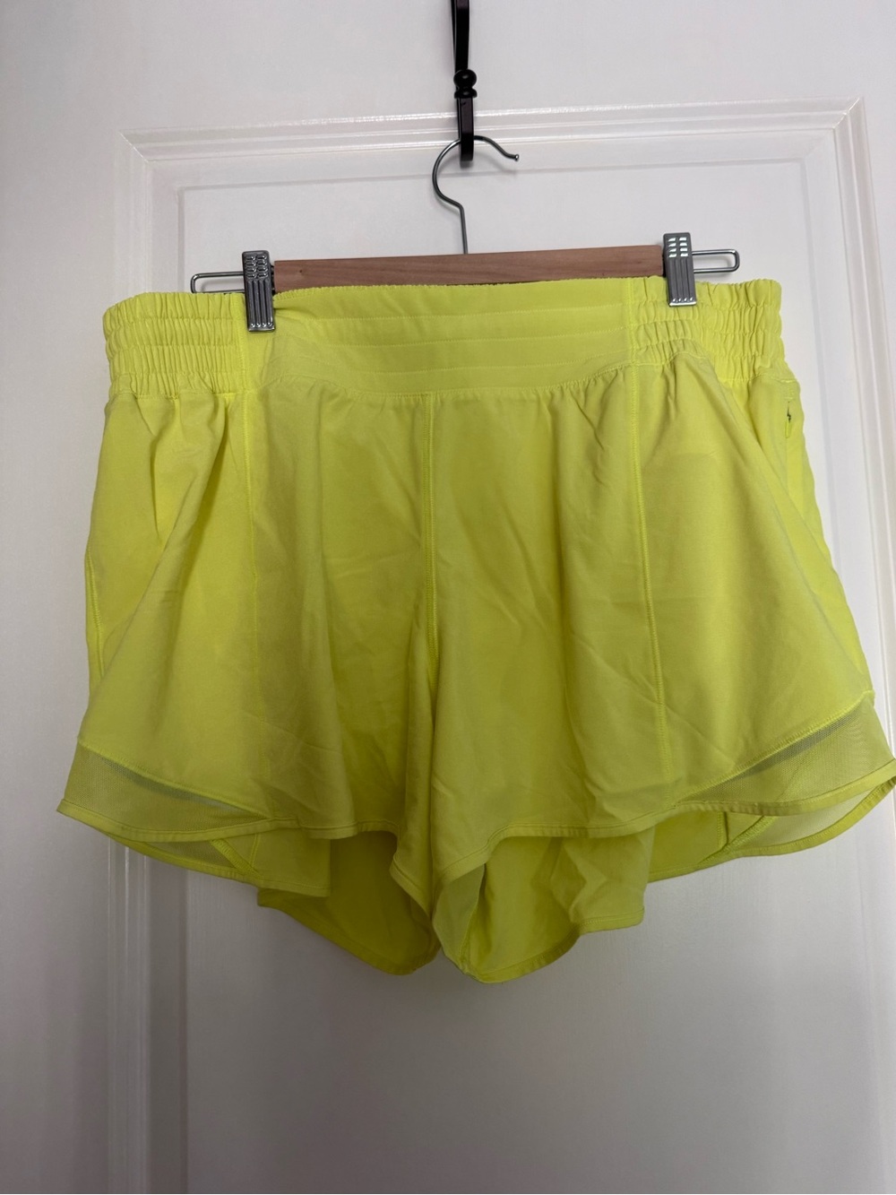 lululemon athletica Hotty Hot Neon Yellow Layered Running Shorts